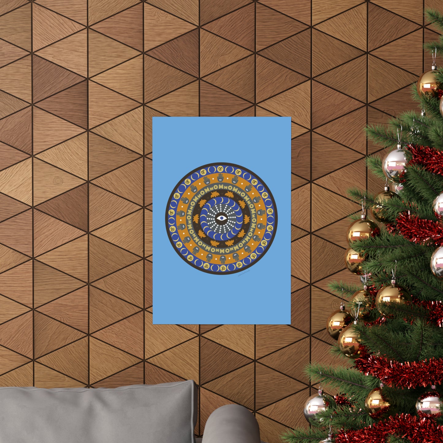 Yogic Harmony Mandala Poster (blue)