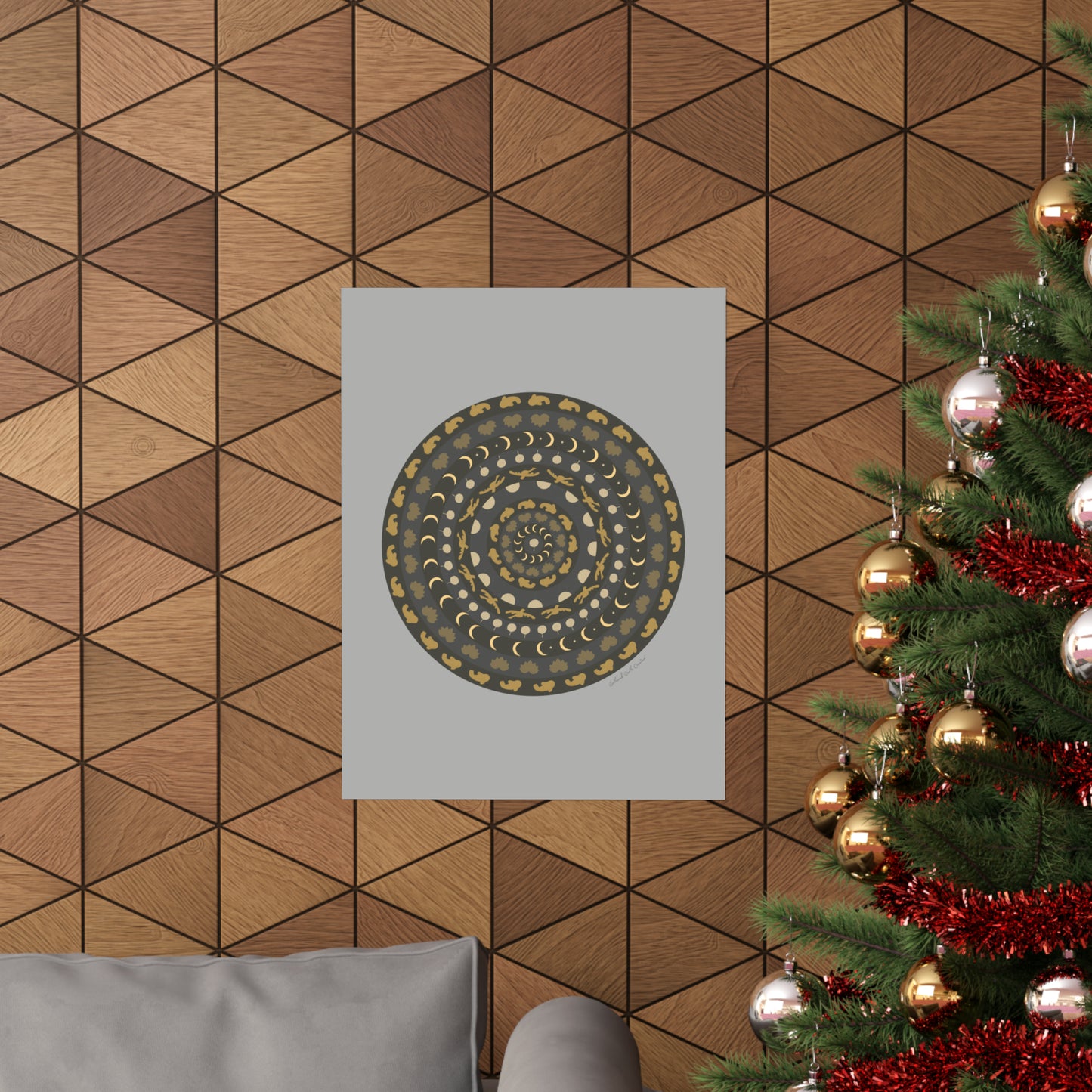 Harmony of Earth: Nature-Inspired Mandala Poster (gray)