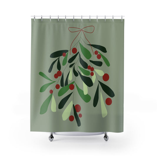 A Holiday Shower Curtain - Mistletoe