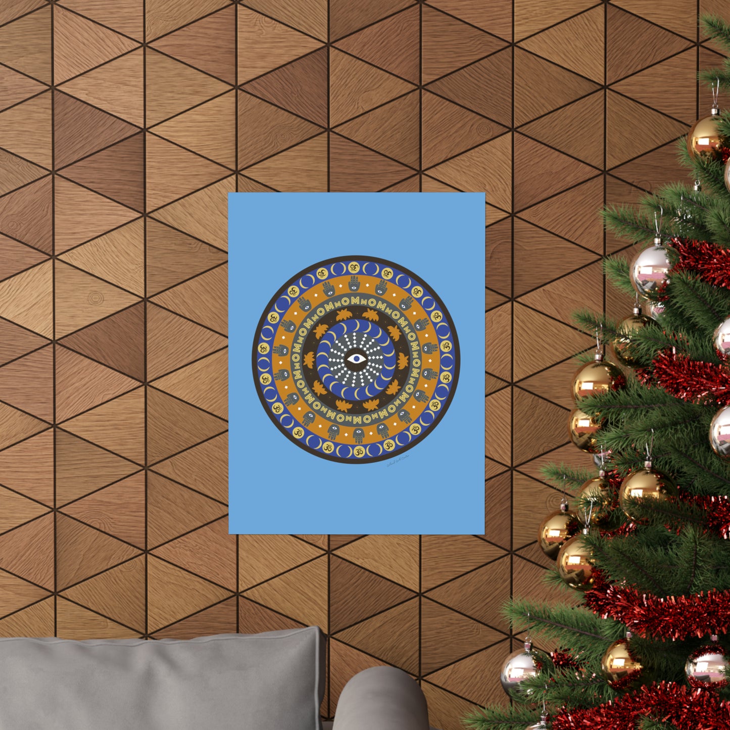 Yogic Harmony Mandala Poster (blue)