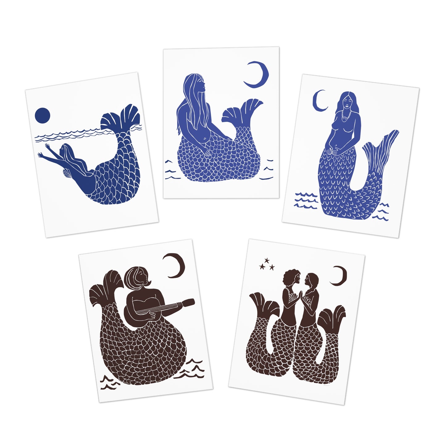 Mystical Mermaids, Multi-Design Greeting Cards (5-Pack)