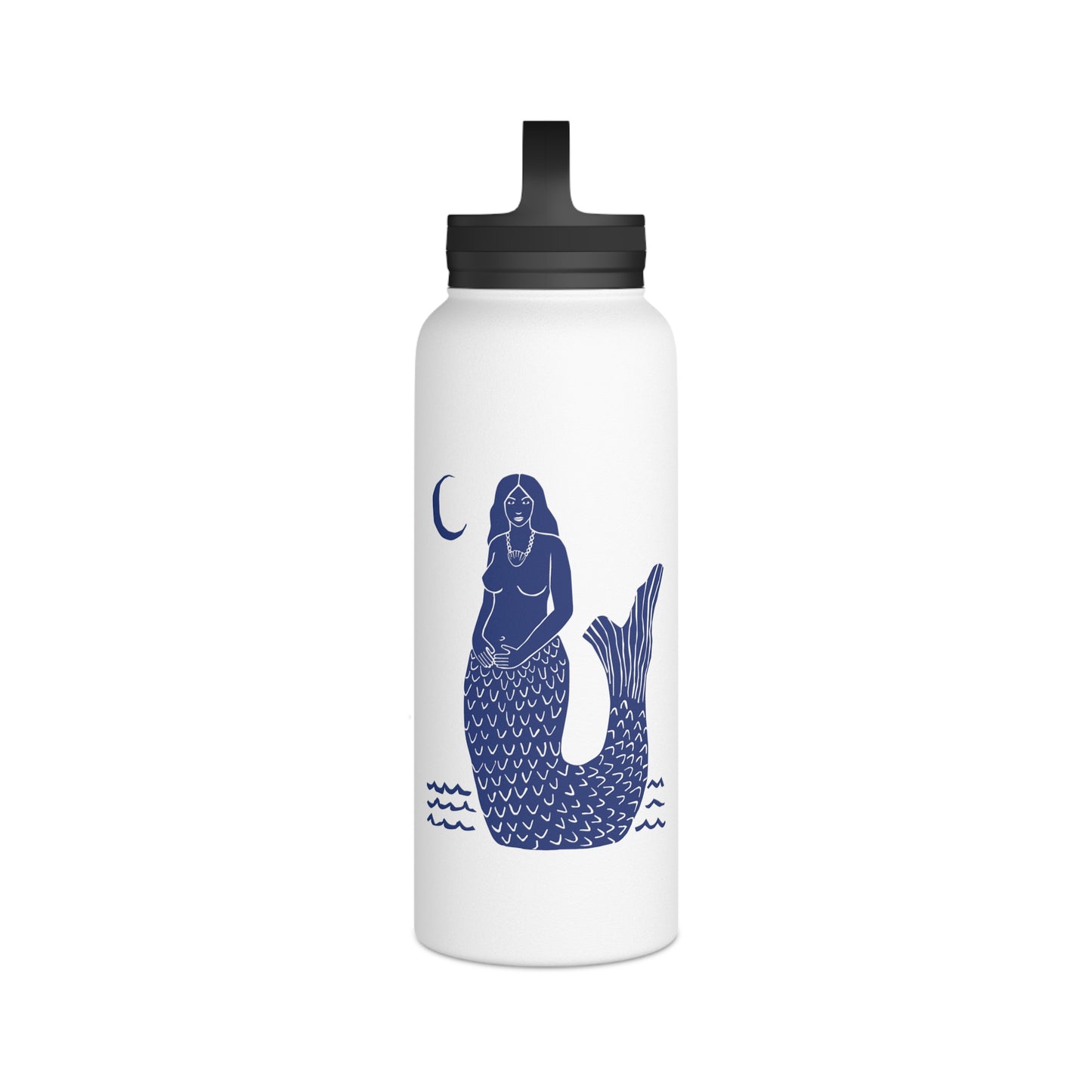 Empowered Mermaid, Stainless Steel Water Bottle, Handle Lid